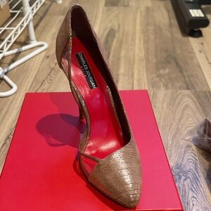 Charles Jourdan Sandra lll Metallic Gold Heels